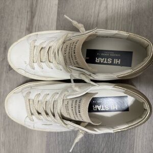Golden Goose Hi Star Sneakers - White and Gold